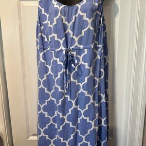Blue and White Geometric Women's Dress
